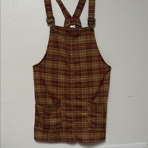 No Boundaries Plaid Pinafore Overall Dress